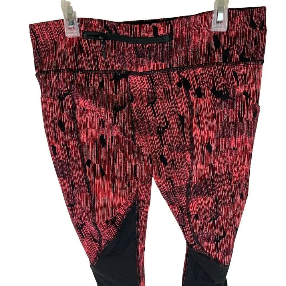 Lululemon Women's Size 8 Pace Rival Crop Leggings Down Pour Electric Coral Black